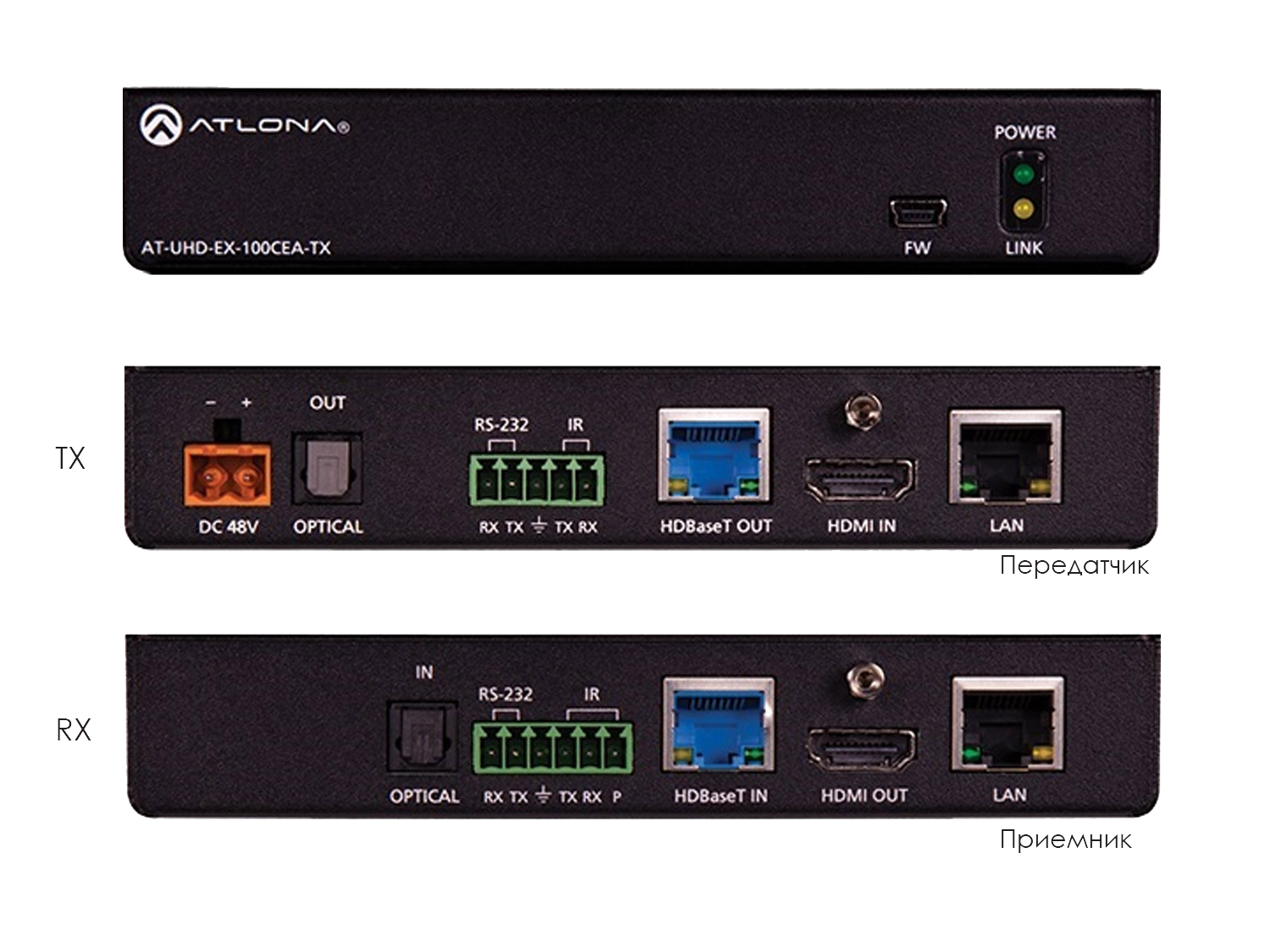 Комплект удлинителей 4K/UHD HDMI по HDBaseT с PoE, Ethernet, IR/RS232 и аудио AT-UHD-EX-100CEA-KIT