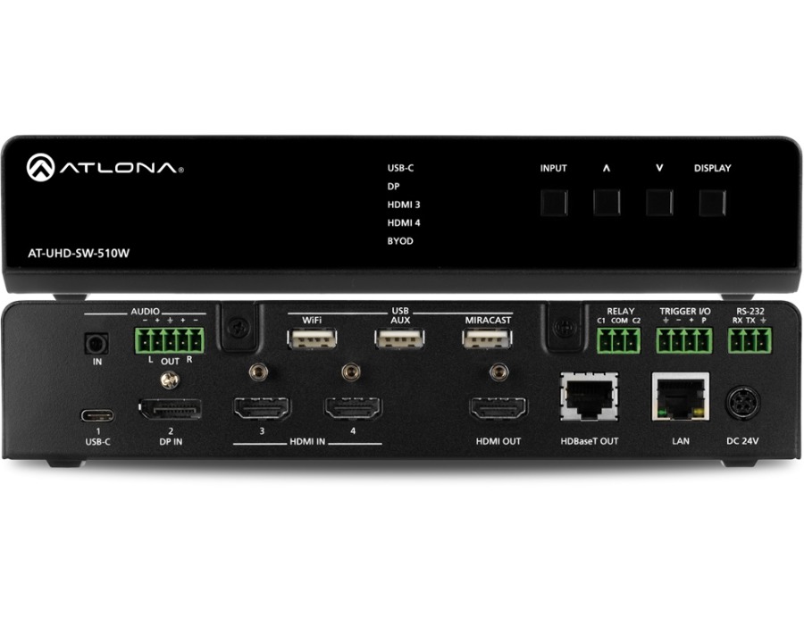 Коммутатор матричный SW-510W 5х2 с беспроводным каналом входы USB-C/HDMI/DisplayPort 