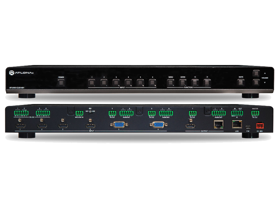 Коммутатор мультиформатный 6-входов 4K/UHD на HDMI/HDBaseT AT-UHD-CLSO-601