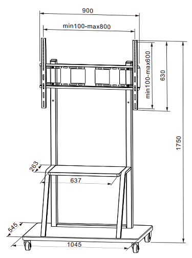 Напольная стойка для интерактивного комплекса 42"-90", до 140кг (800x600)