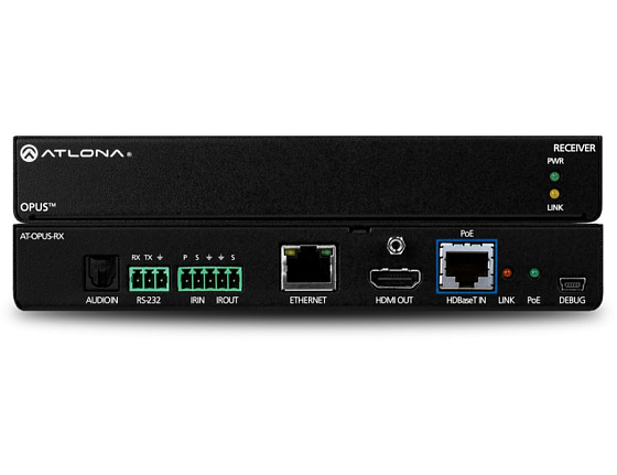 Приемник 4K/HDR HDMI-HDBaseT для серии OPUS с PoE, Ethernet, IR/RS232 и обратным аудио AT-OPUS-RX