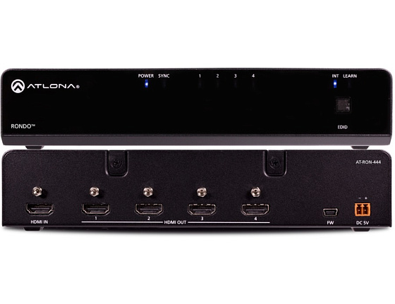 Усилитель распределитель 1x4 HDMI 4K/UHD с поддержкой HDR AT-RON-444