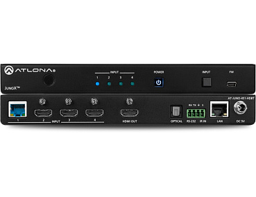 Коммутатор 4K/HDR входы 3хHDMI 1хHDBaseT с HDMI выходом и оптическим аудио AT-JUNO-451-HDBT